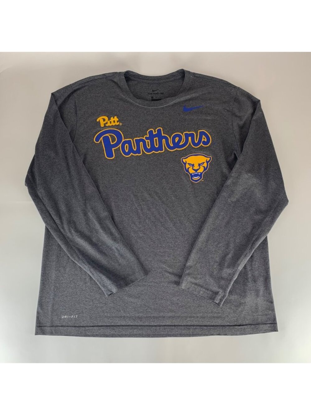 Pitt Panthers NCAA Gray Nike Dri Fit Long Sleeve Athletic Shirt Mens XL